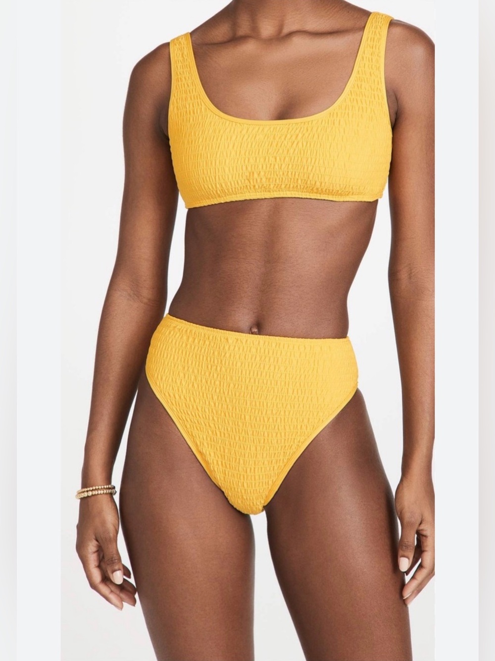 l*space Yellow Smocked High-Waist Bikini Set | Sz L | Brand New w/Tags